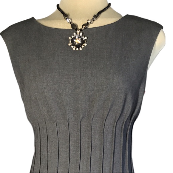 CALVIN KLEIN Luxury Grey Elegant Sheath Sleeveless Dress Size 10 - Picture 12 of 15